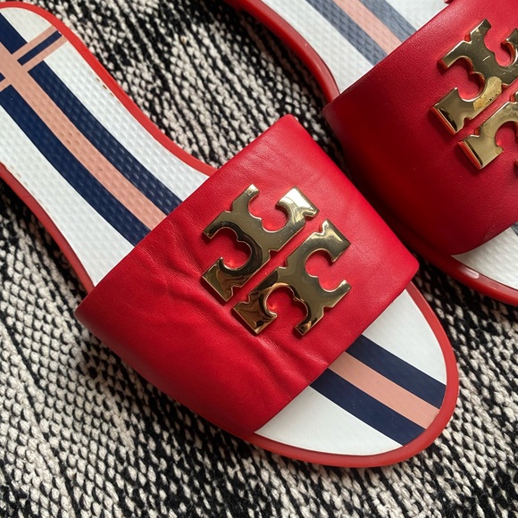 Tory Burch Everly Red Sandal Slides Nantucket Red SIZE 6 - Picture 7 of 7